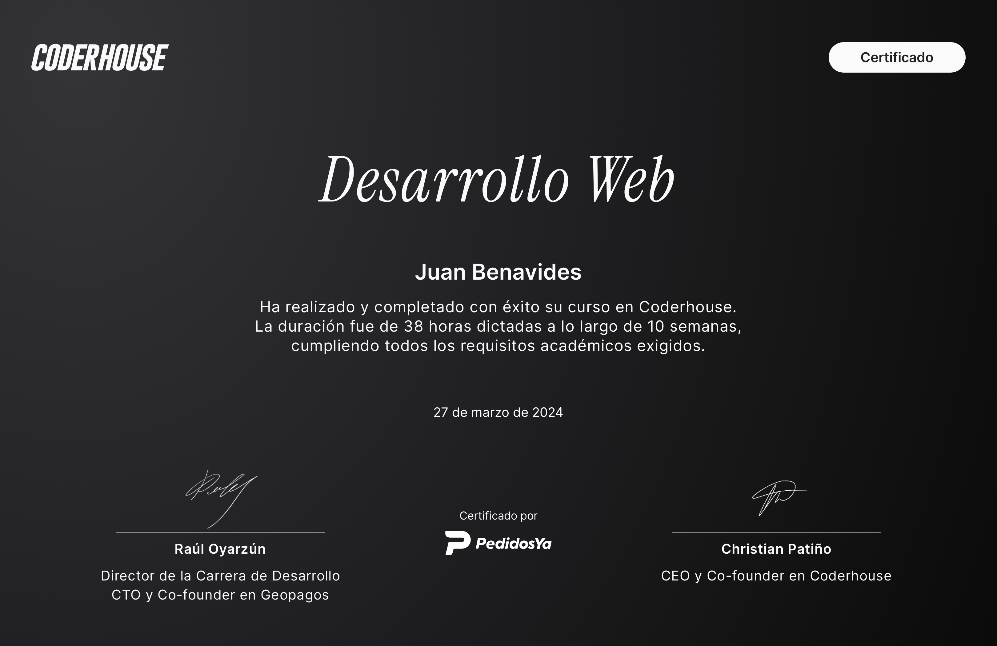 Certificado de Desarrollo Web